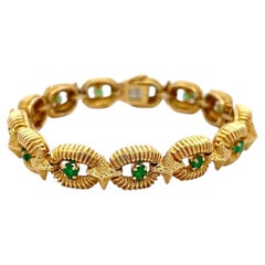 Tiffany & Co Vintage 18 Karat Yellow Gold Link Bracelet with 1.3 Carat Emeralds