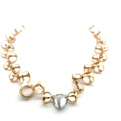 Di Modolo 18K Two-Tone Gold Link Necklace & Earrings 0.6ct Round H SI1 Diamonds