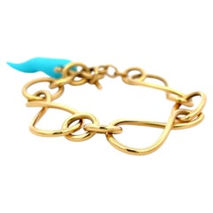 Vintage 18K Yellow Gold Link Bracelet with 9.5x40.7 MM Turquoise 23.8g