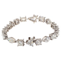 18K White Gold Tennis Bracelet with 17.80 Carat Mixed Cut Diamonds 6.5 Inch GIA
