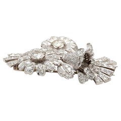18K White Gold Pin Brooch with 7.25ct Old European Cut & Round Diamonds M I1 GIA