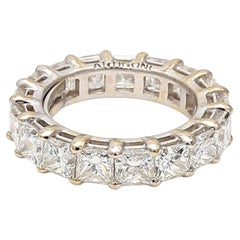 18K WG Eternity Band Ring with 7.92 Carat Princess Cut F-G VVS2 Diamonds Size 6