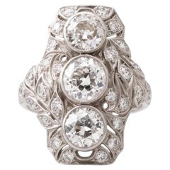Anello Art Déco in platino con diamanti Old European F VS da 2,15 carati, misura 5,5