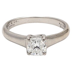 Tiffany & Co White Platinum Engagement Ring with 0.73ct Emerald F VVS1 Diamond