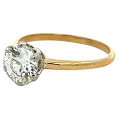 18K Two Tone Gold Platinum Engagement Ring with 1.5ct Circular Diamond L SI1 GIA