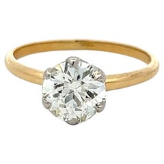 18K Two Tone Gold Platinum Engagement Ring with 1.5ct Circular Diamond L SI1 GIA