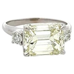 Platinum Engagement Ring 5.3 Carat Emerald & Round Diamonds Size 6.25 N VVS2 GIA