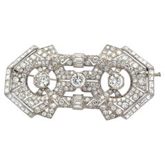 Vintage Platinum Pin Brooch with 15 Carat Mixed Cut G SI Diamonds 28.2 Grams