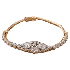 Antique 14K Yellow Gold Edwardian Bracelet with 2.92ct Round K SI Diamonds