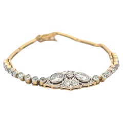 Antique 14K Yellow Gold Edwardian Bracelet with 2.92ct Round K SI Diamonds