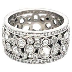 Tiffany & Co Platinum Band Ring with 2.14ct Rose & Round F VS Diamonds Size 5.5