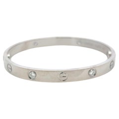 Cartier 18K White Gold Love Bracelet with 0.42ct Round F VS Diamonds Size 16