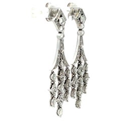 Kwiat 18K White Gold Chandelier Earrings 3ct Round & Marquis H SI Diamonds