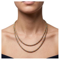Vintage 18K Two Tone Gold Rope Chain Necklace 58.68 Grams 31 Inch