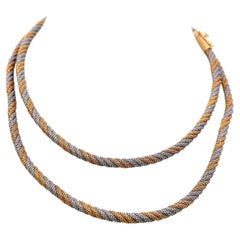 Vintage 18K Two Tone Gold Rope Chain Necklace 58.68 Grams 31 Inch