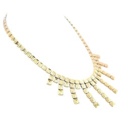 Chinemento 18K Two Tone Fringe Necklace with 0.03ct Round I SI Diamonds 43.18g
