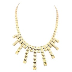 Chinemento 18K Two Tone Fringe Necklace with 0.03ct Round I SI Diamonds 43.18g