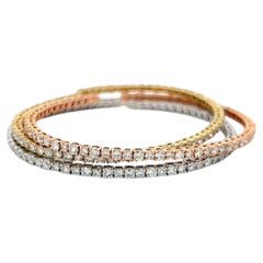 Vintage 14K Tri Color Gold Bangle Bracelet with 10.17ct Round H VS Diamonds