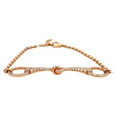 Hermes 18K Yellow Gold Link Bracelet with 0.96 Carat Round F VS Diamonds