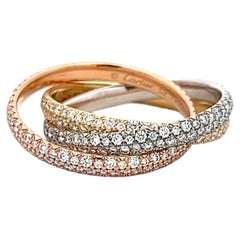 Cartier 18K Tri Color Gold Trinity Ring with 1.38 Carat Round F VS Diamonds
