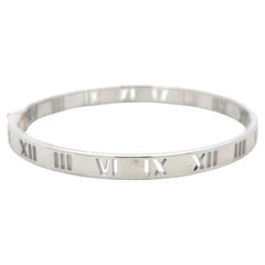 Tiffany & Co 18K White Gold Bangle Bracelet with 0.15 Carat Round F VS Diamonds