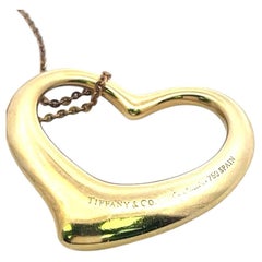 Tiffany & Co Vintage 18K Yellow Gold Heart Pendant Chain Necklace 26 Inch 15.9g