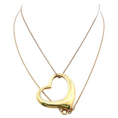 Tiffany & Co Vintage 18K Yellow Gold Heart Pendant Chain Necklace 26 Inch 15.9g