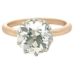 14K Two Tone Gold Engagement Ring 2.49 Carat Old European Cut Diamond N SI1 GIA
