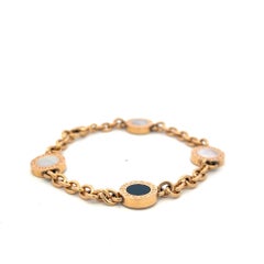 Bvlgari Vintage 18 Karat Yellow Gold Link Bracelet 29.5 Grams MOP and Onyx