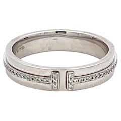 Tiffany & Co 18K YG T-Diamond Band Ring 0.18ct Round F VS Diamonds Size 8.25