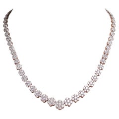 Vintage 14K White Gold Link Necklace with 3 Carat Round Diamonds 20.92 Gram