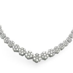 Vintage 14K White Gold Link Necklace with 3 Carat Round Diamonds 20.92 Gram