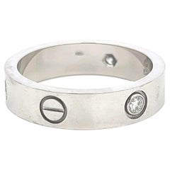 Cartier 18K White Gold Love Ring with 0.18 Carat Diamonds Size 10 w Certificate