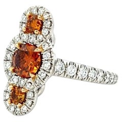 Vintage Platinum Three-Stone Ring with 1.7ct Round Diamonds Size 7 FDOB GIA