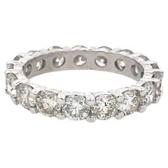 Vintage Platinum Eternity Band Ring with 4.5 Carat Round I-SI Diamonds Size 8