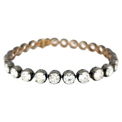 Antique 18K Two Tone Gold Tennis Bracelet with 14 Carat Old European Cut Diamond