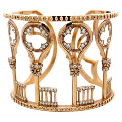 Pulsera tipo brazalete vintage de oro rosa de 18 quilates con diamantes redondos H VS de 1,5 quilates