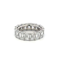 Platinum Eternity Band Ring 10.34ct Emerald Cut Diamonds Size 6 E VS1/VS2 GIA