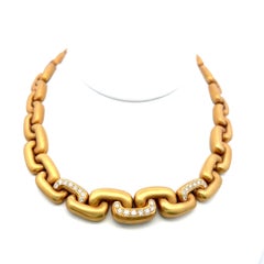 Marlene Stowe 18K Yellow Gold Link Necklace with 1.5 Carat Round G VS Diamonds