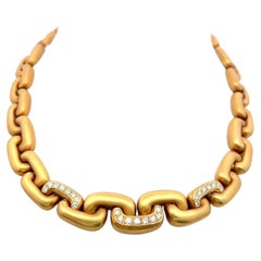 Marlene Stowe 18K Yellow Gold Link Necklace with 1.5 Carat Round G VS Diamonds