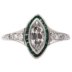 Art Deco .38 Carat Marquise Diamond Platinum Engagement Ring