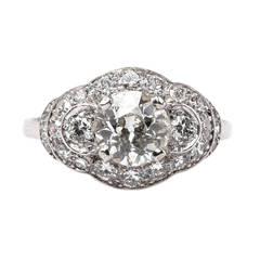 Art Deco .99 Carat Diamond Engagement Ring