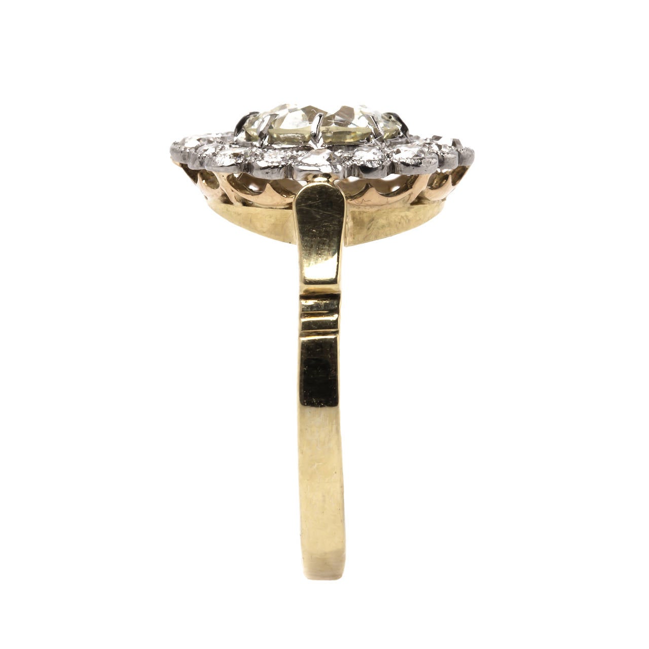 Stunning Edwardian 1.59 Carat Diamond Gold Platinum Halo Engagement Ring 1