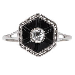 Antique Art Deco Onyx Diamond Engagement Ring