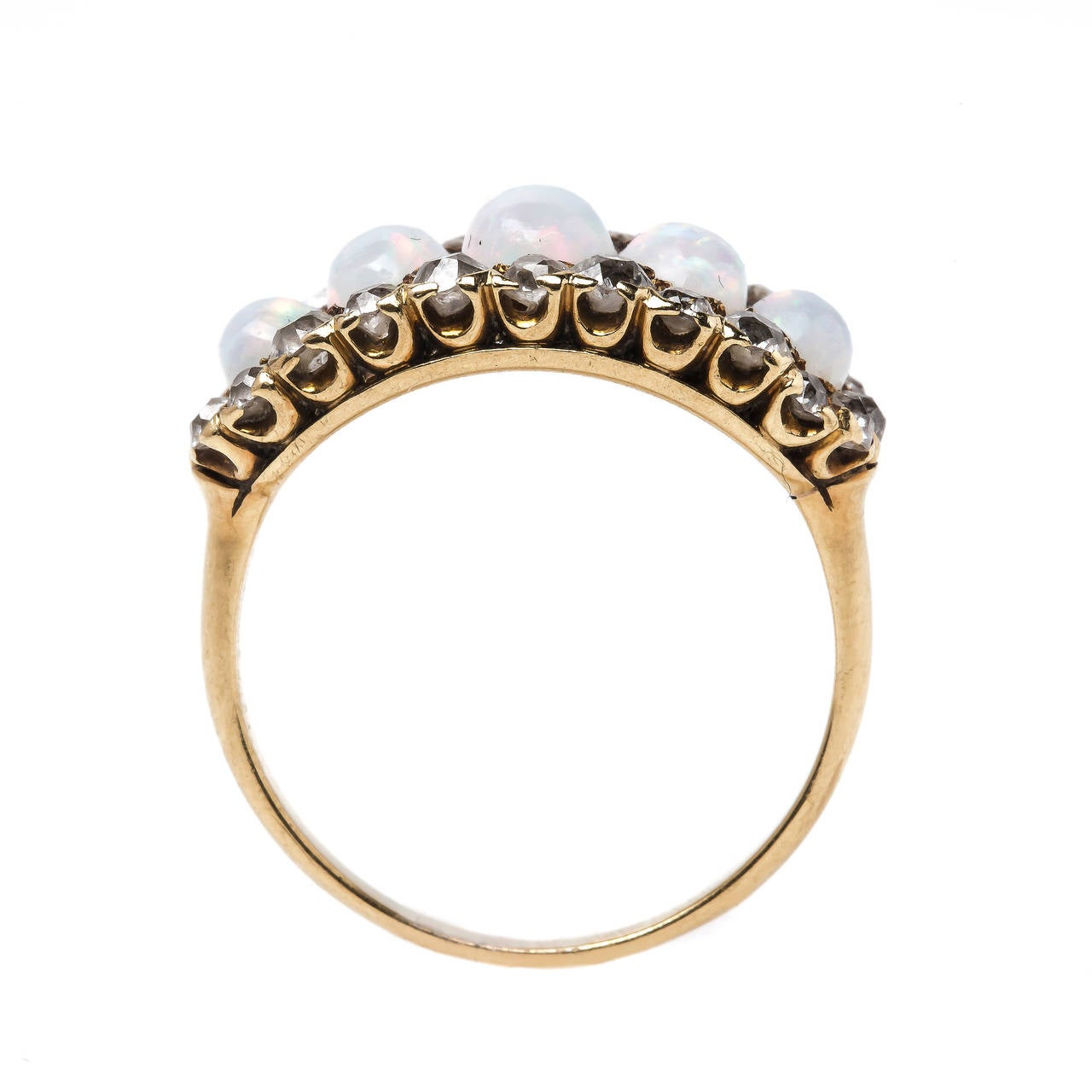 Women's Victorian Opal Diamond Gold Engagement Ring