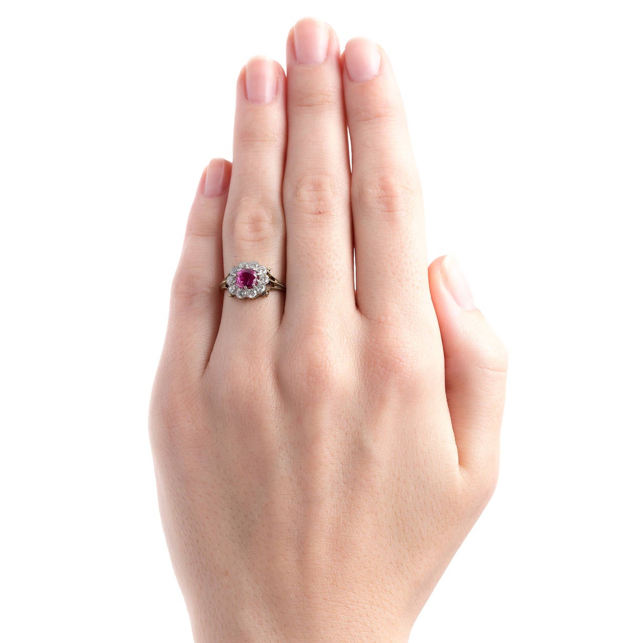 Spectacular Edwardian Era Ruby Diamond Gold Platinum Engagement Ring 1