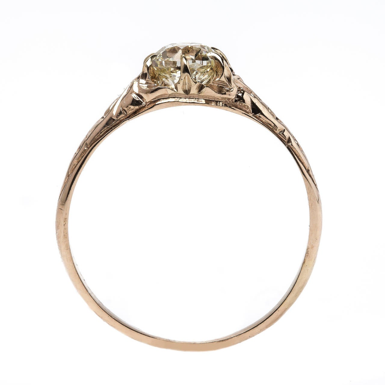 Women's Intricate Victorian Diamond Gold Solitaire Engagement Ring