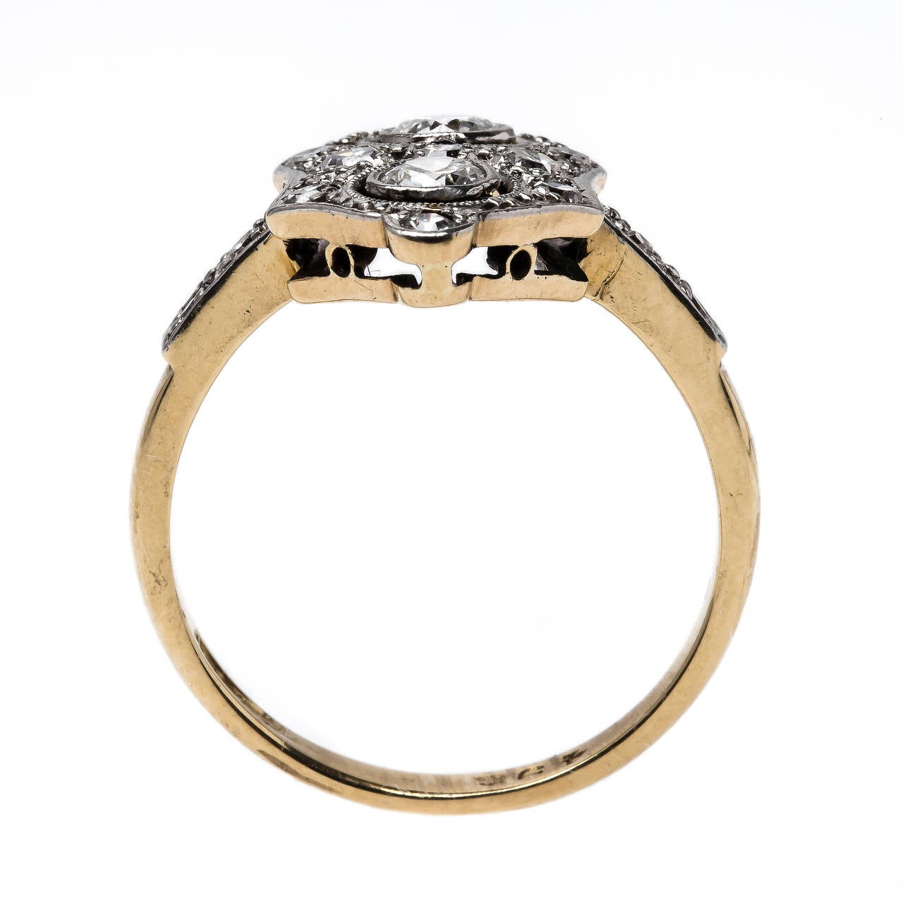 Women's Exceptional Edwardian Diamond Gold Platinum Navette Engagement Ring