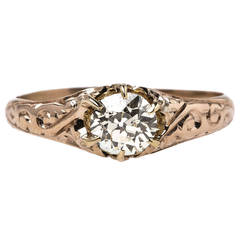 Intricate Victorian Diamond Gold Solitaire Engagement Ring