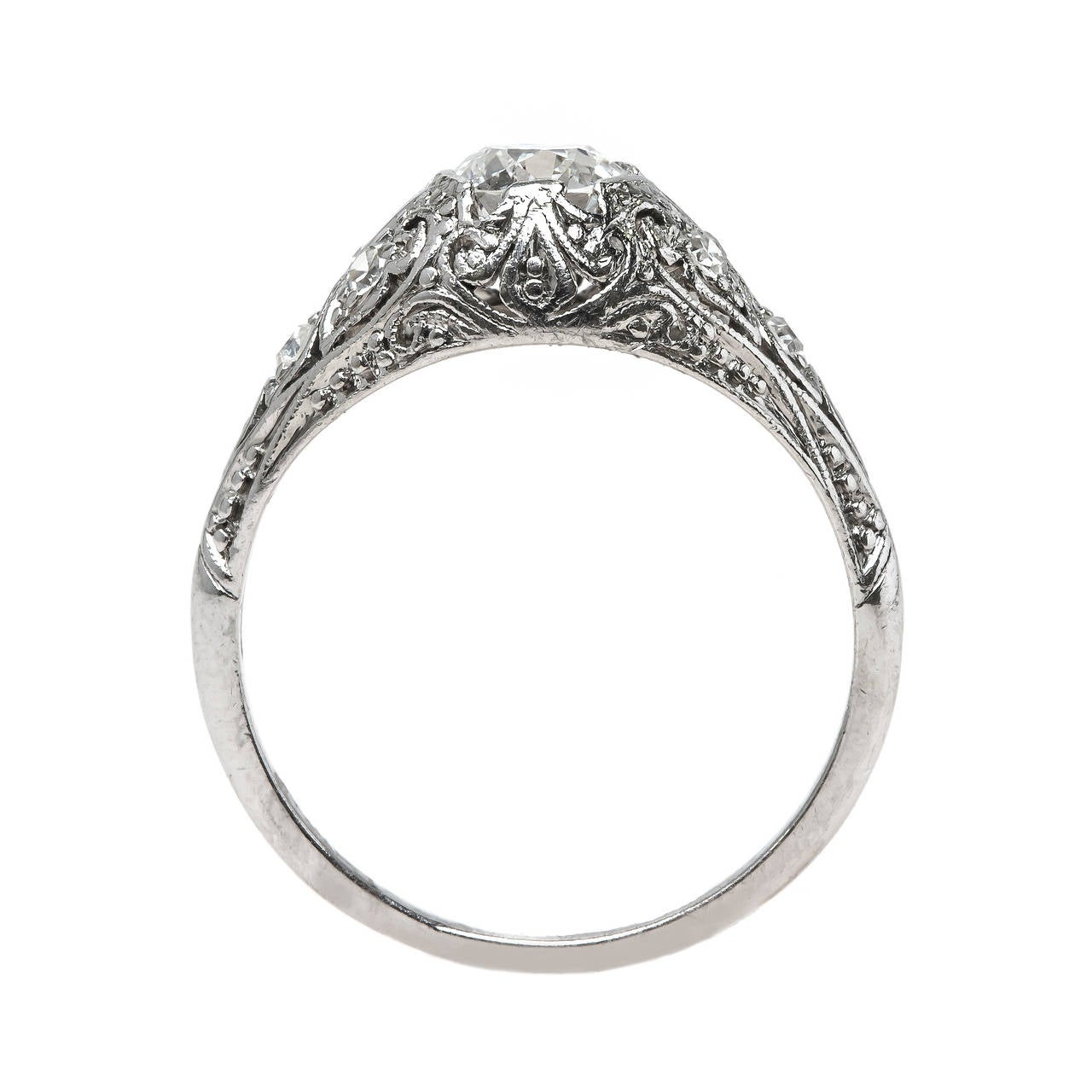 Women's Exquisitely Handcrafted Edwardian Era Platinum Engagement Ring